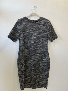 Banana Republic Black & White Tweed Midi Sheath Dress
